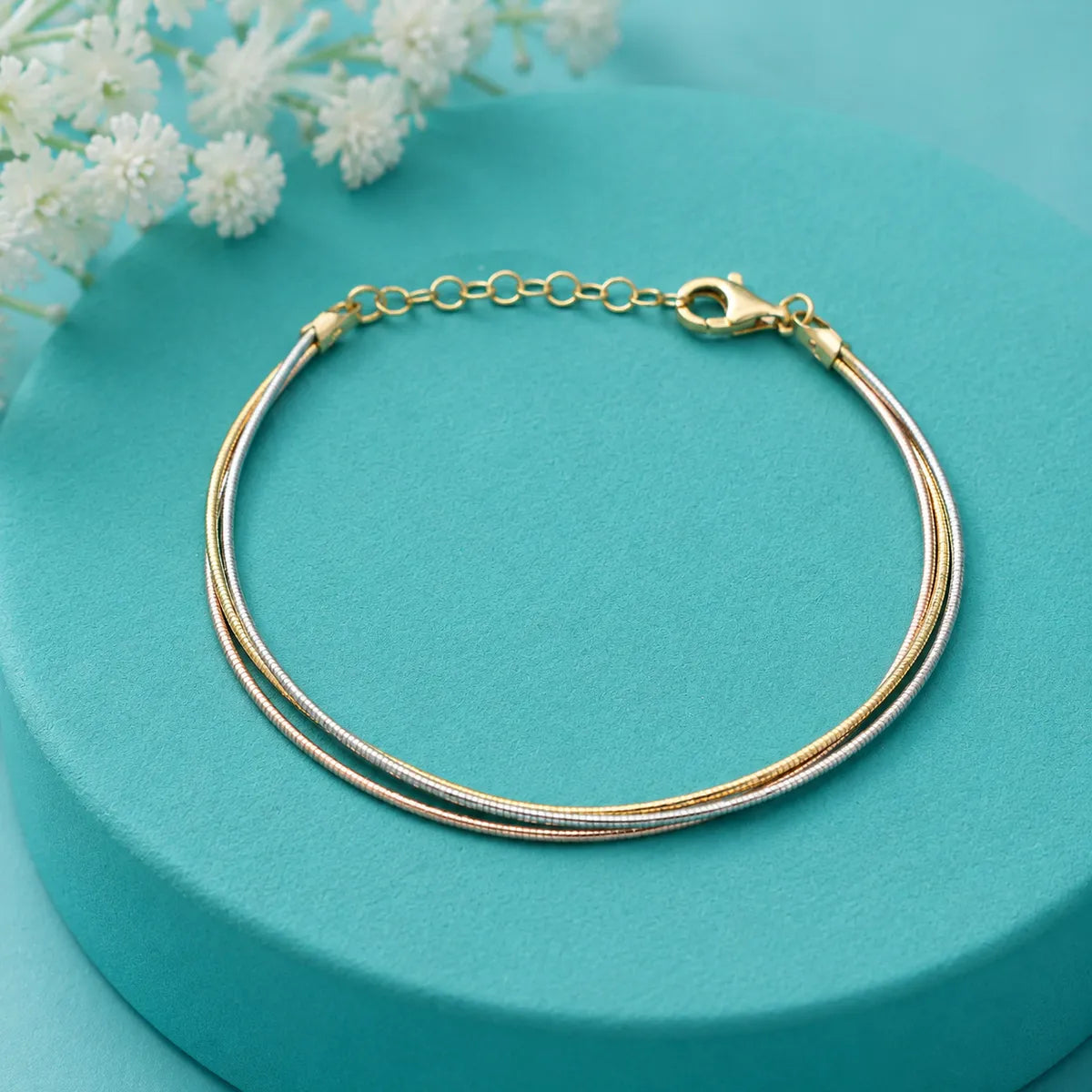 Tri-Tone Harmony Snake Chain Bracelet - made with 925 Silver