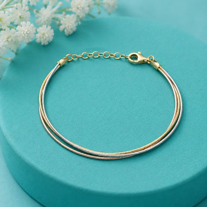 Tri-Tone Harmony Snake Chain Bracelet - made with 925 Silver