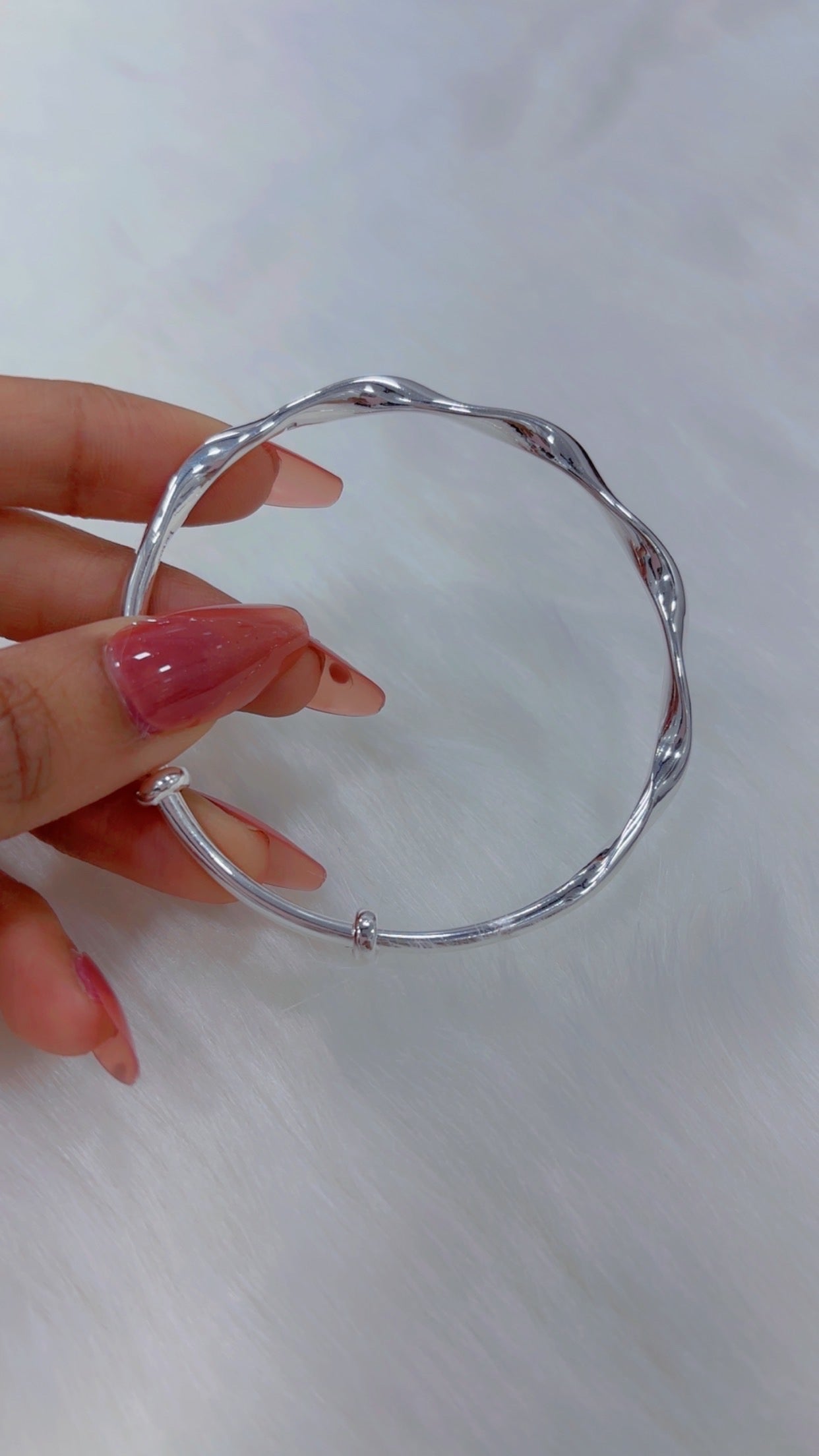 Twisted 999.9 purity silver kada - Adjustable