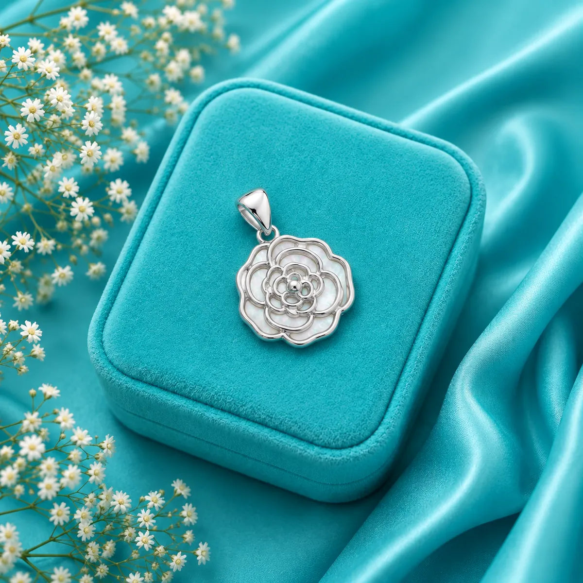 Cherry Blossom Branch Circular Statement Charm - made with 925 Silver