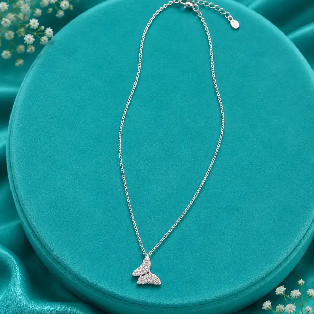 Mariposa Shimmering Crystal Butterfly Charm Necklace - made with 925 Silver