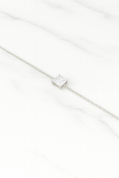 Princess-Cut Solitaire Bracelet - 925 Silver
