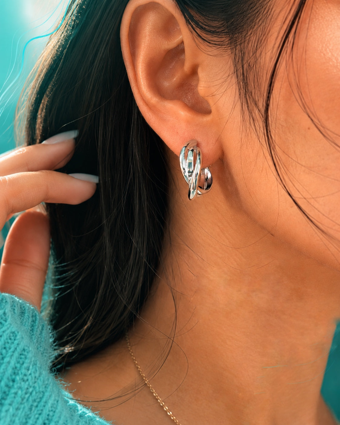 Intertwined High-Polish 925 Silver Earrings