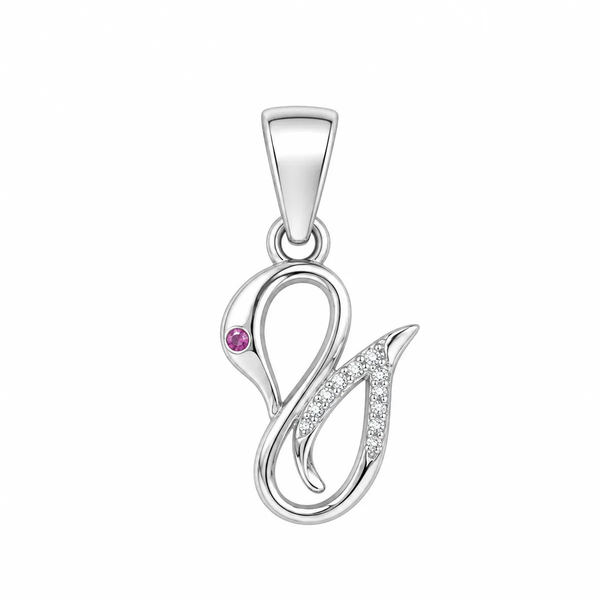 Serenade Pink Sapphire & Pavé Swan Charm - made with 925 Silver
