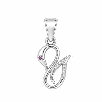 Serenade Pink Sapphire & Pavé Swan Charm - made with 925 Silver