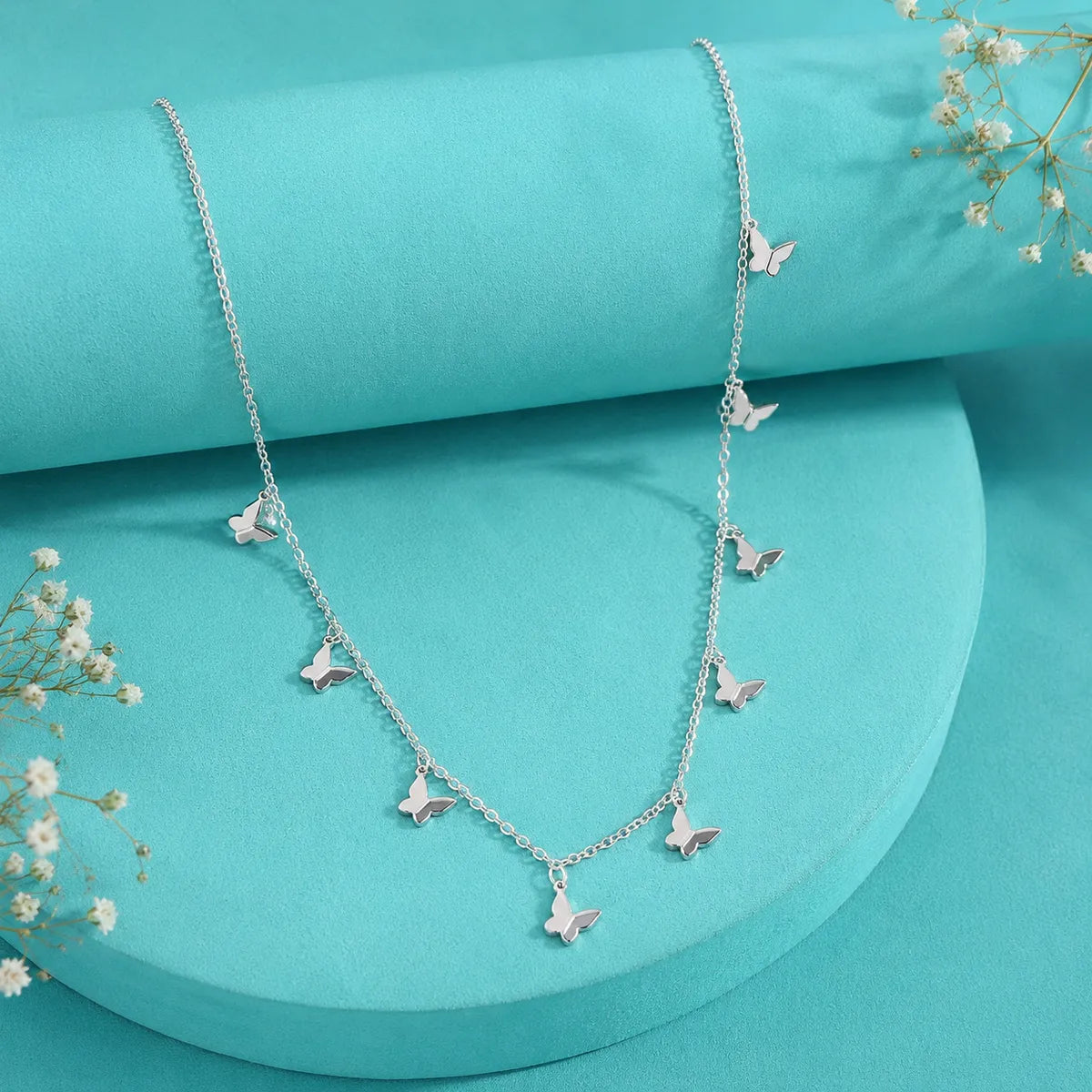 Multi-Butterfly Charm Necklace - made with 925 Silver
