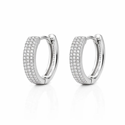 Tivara  Mens Three Line Hoop Earrings - Single - Made with 925 Silver