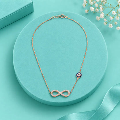 Infinity Evil Eye Necklace - Rose Gold - 925 silver