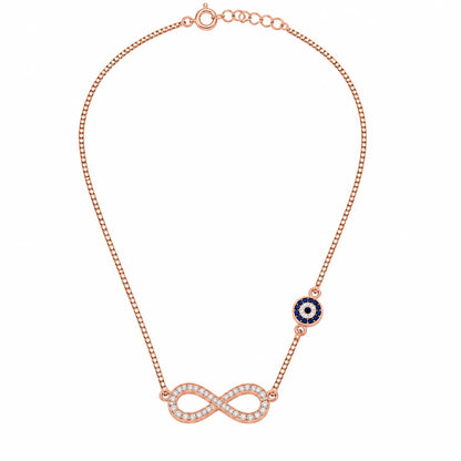 Infinity Evil Eye Necklace - Rose Gold - 925 silver