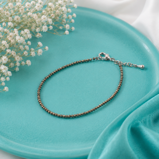 Original Pyrite Beaded Anklet - 925 Silver Locking - Single