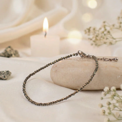 Original Pyrite Beaded Anklet - 925 Silver Locking - Single