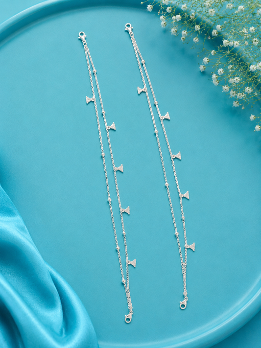 Celeste Traingle Charms Double Layer Anklet - 925 Silver - Single
