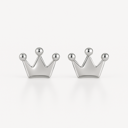 Kids Crown Earrings - 925 Sterling Silver