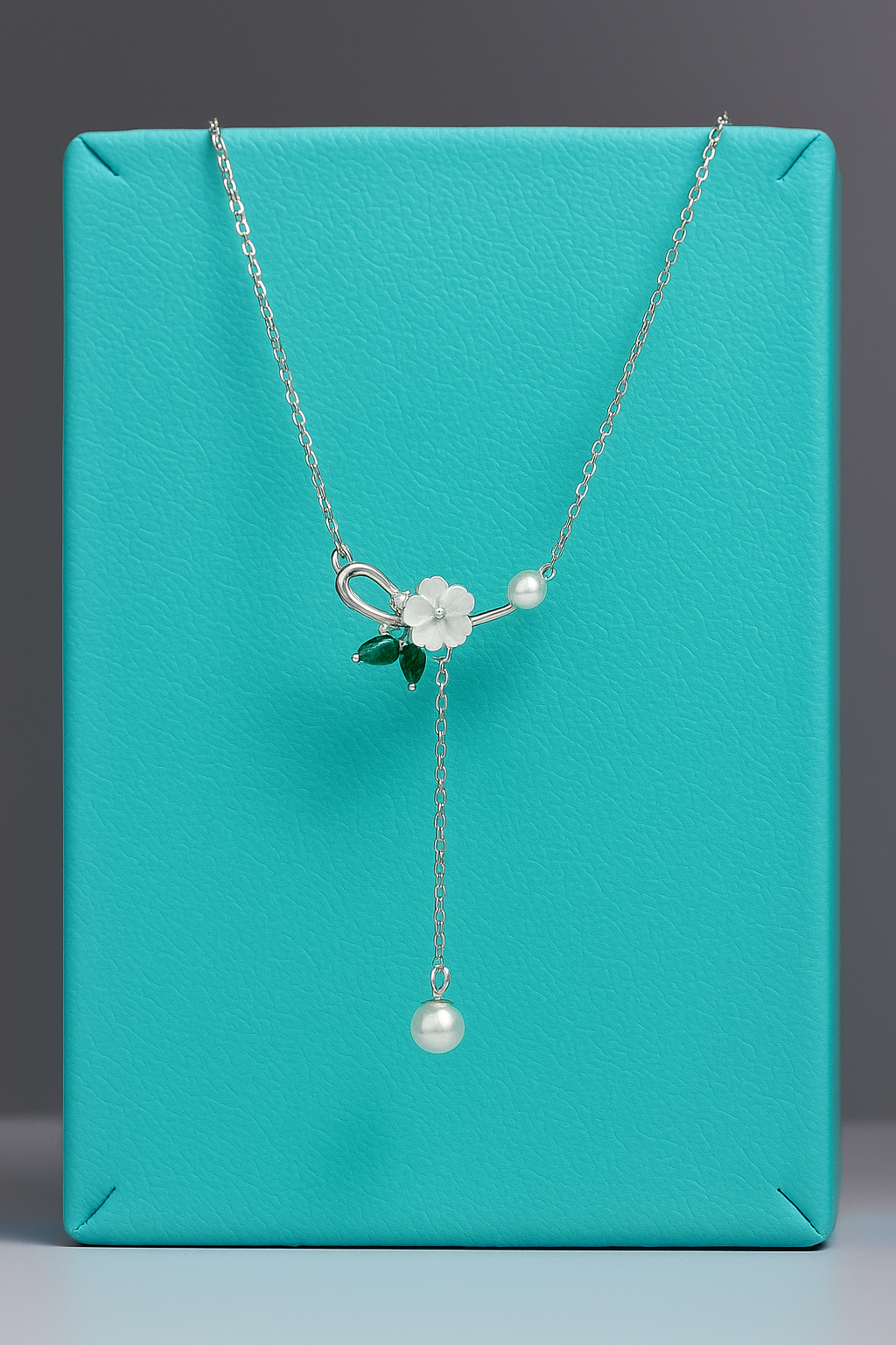 Blooming Grace Silver Floral Pearl Necklace - 925 Silver