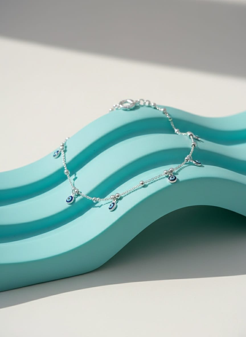Evil Eye Dainty Anklet - Single - 925 Pure Silver