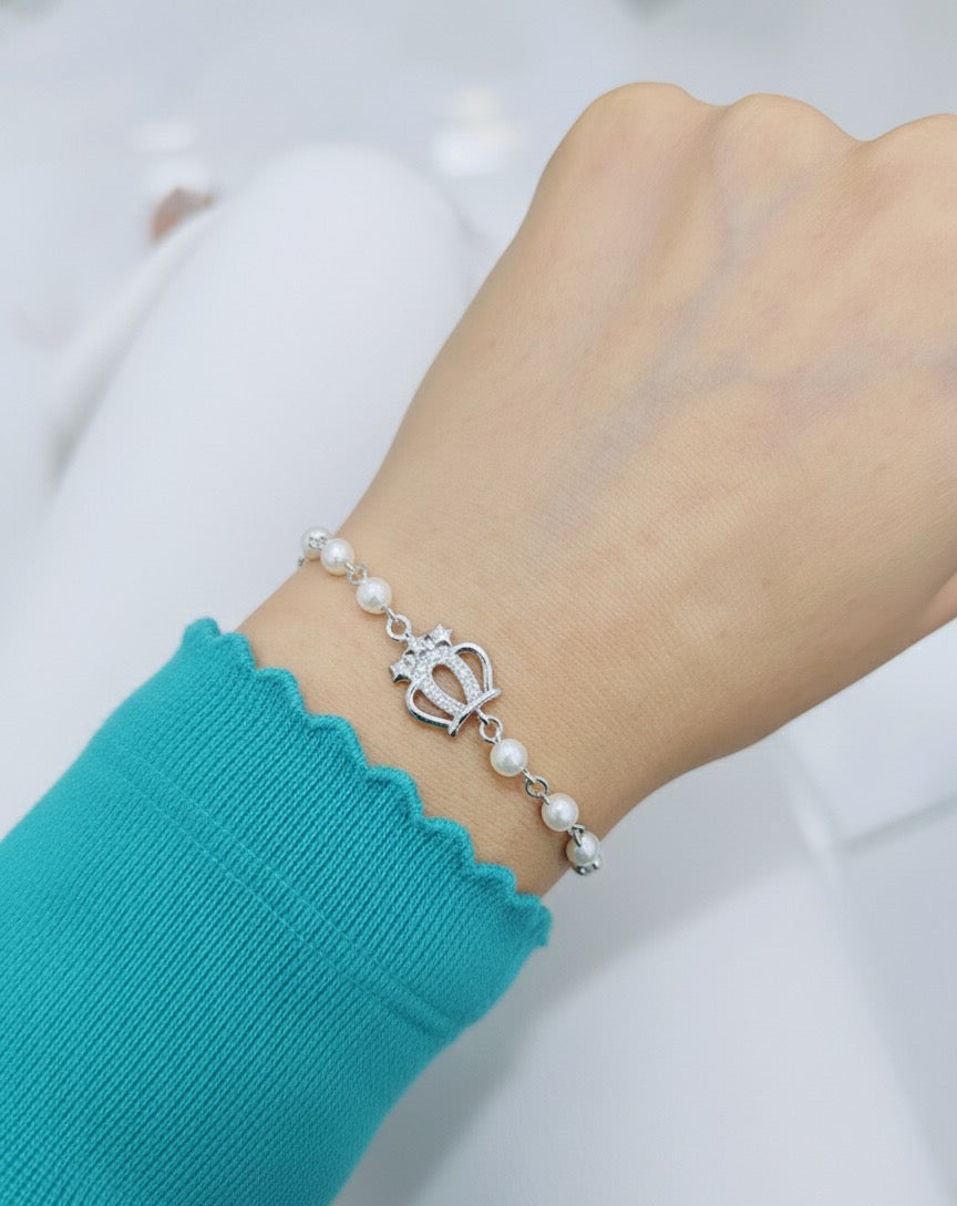 The Crown Pearl Bracelet- made with 925 Silver
