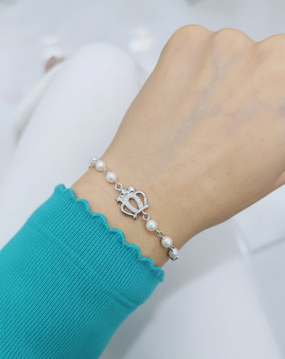 The Crown Pearl Bracelet- made with 925 Silver