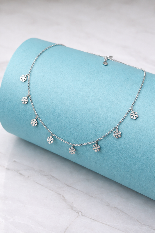 Snowflake Charm Silver Necklace - made with 92.5 Silver