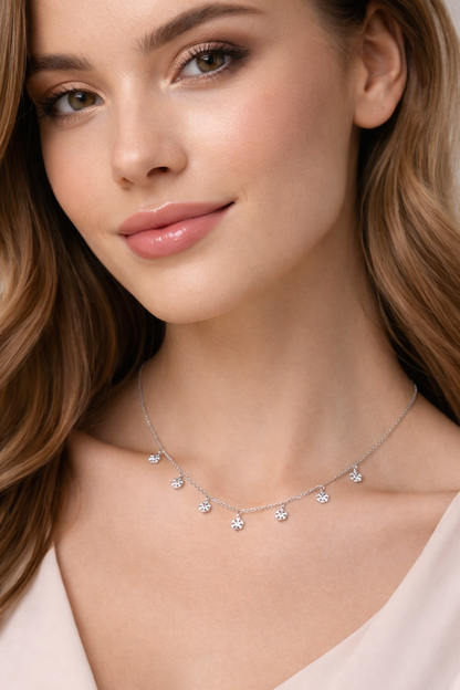 Snowflake Charm Silver Necklace - made with 92.5 Silver