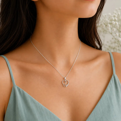 Sterling Silver Open Heart Pendant Necklace - made with 925 Silver