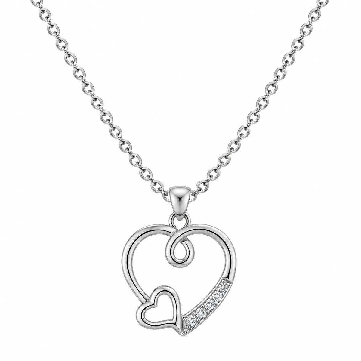 Sterling Silver Open Heart Pendant Necklace - made with 925 Silver