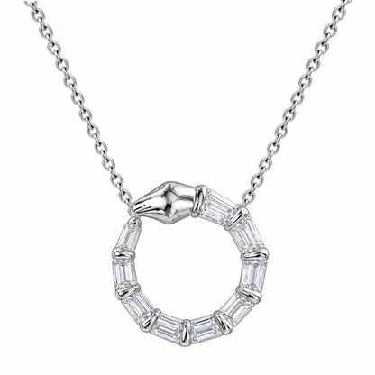 Sterling Silver Serpent Baguette Necklace - made with 925 Silver