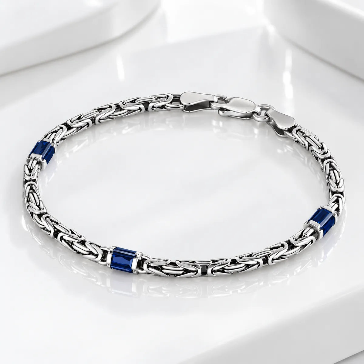 Tivara Men’s Royal Blue Chain Bracelet - Made with 925 Silver
