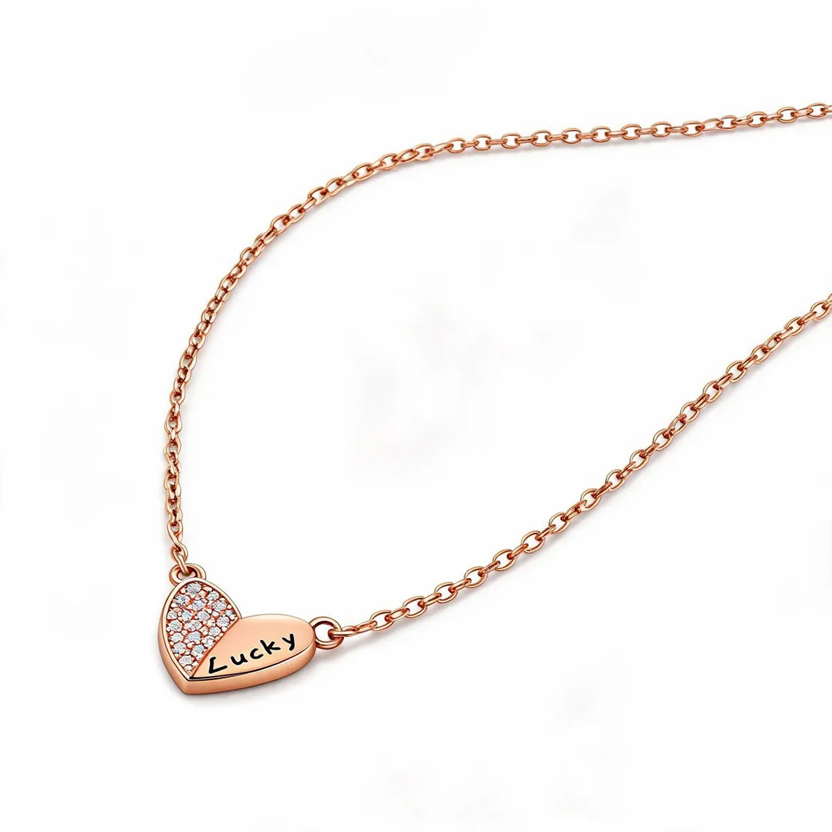 Lucky Heart Pendant Necklace - Rose Gold - 925 Sterling Silver