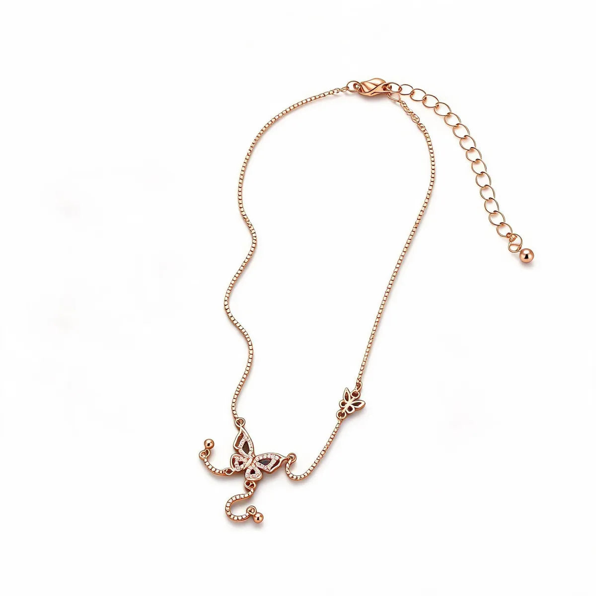 Flutter Grace Butterfly Necklace - Rose Gold - 925 Sterling Silver
