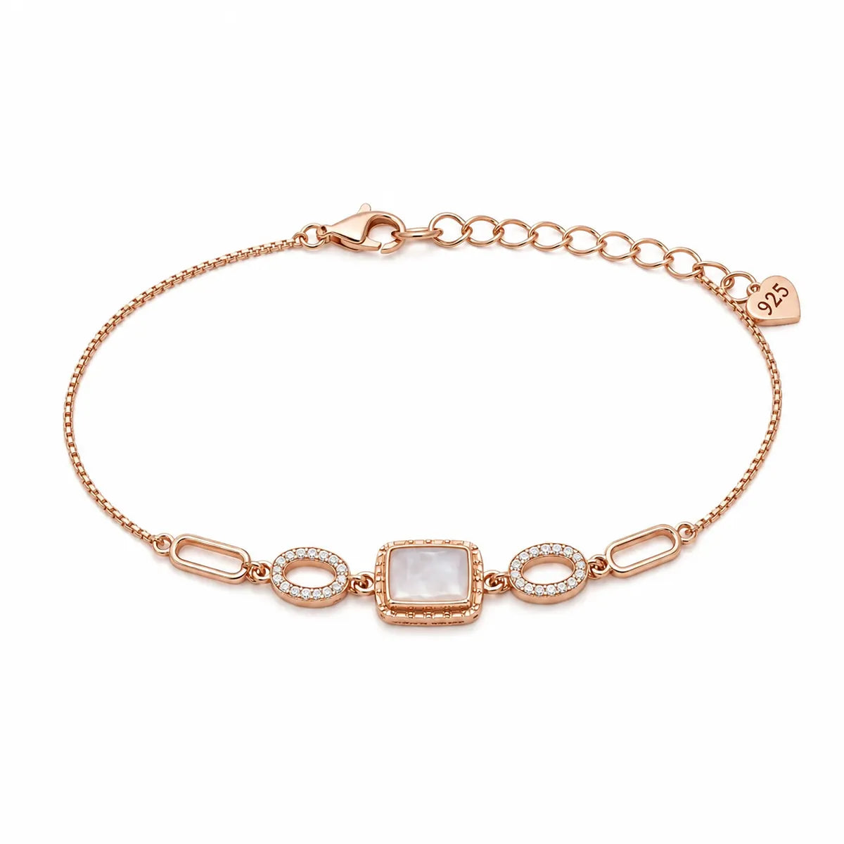 Vintage Mother-of-Pearl Elegance Bracelet - Rose Gold - made with 925 Silver