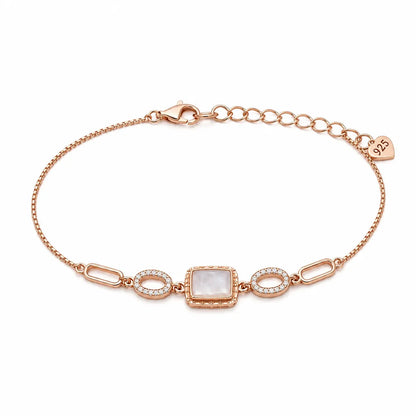 Vintage Mother-of-Pearl Elegance Bracelet - Rose Gold - made with 925 Silver
