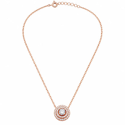 Halo Sparkle Pendant Necklace - Rose Gold - 925 Sterling Silver