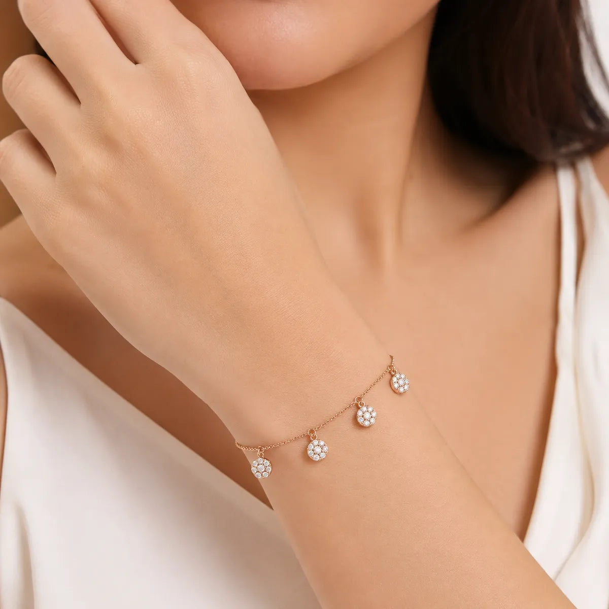 Stellar Disc Dangle Bracelet - made with 925 Silver