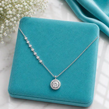 Halo Solitaire Pendant Necklace - made with 925 Silver