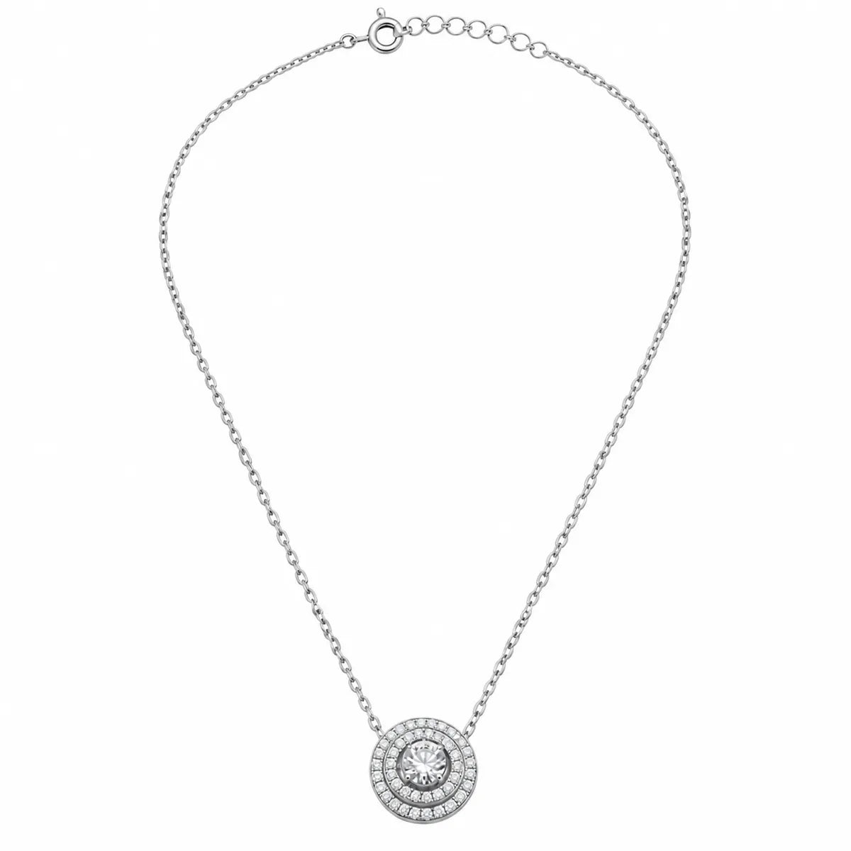 Halo Sparkle Pendant Necklace - 925 Sterling Silver