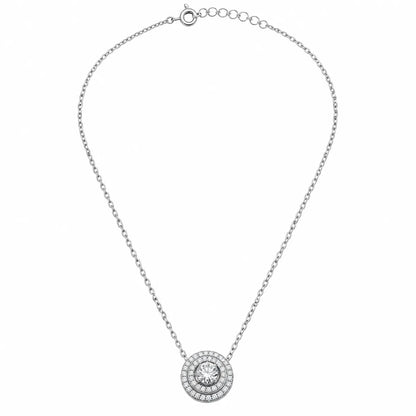 Halo Sparkle Pendant Necklace - 925 Sterling Silver