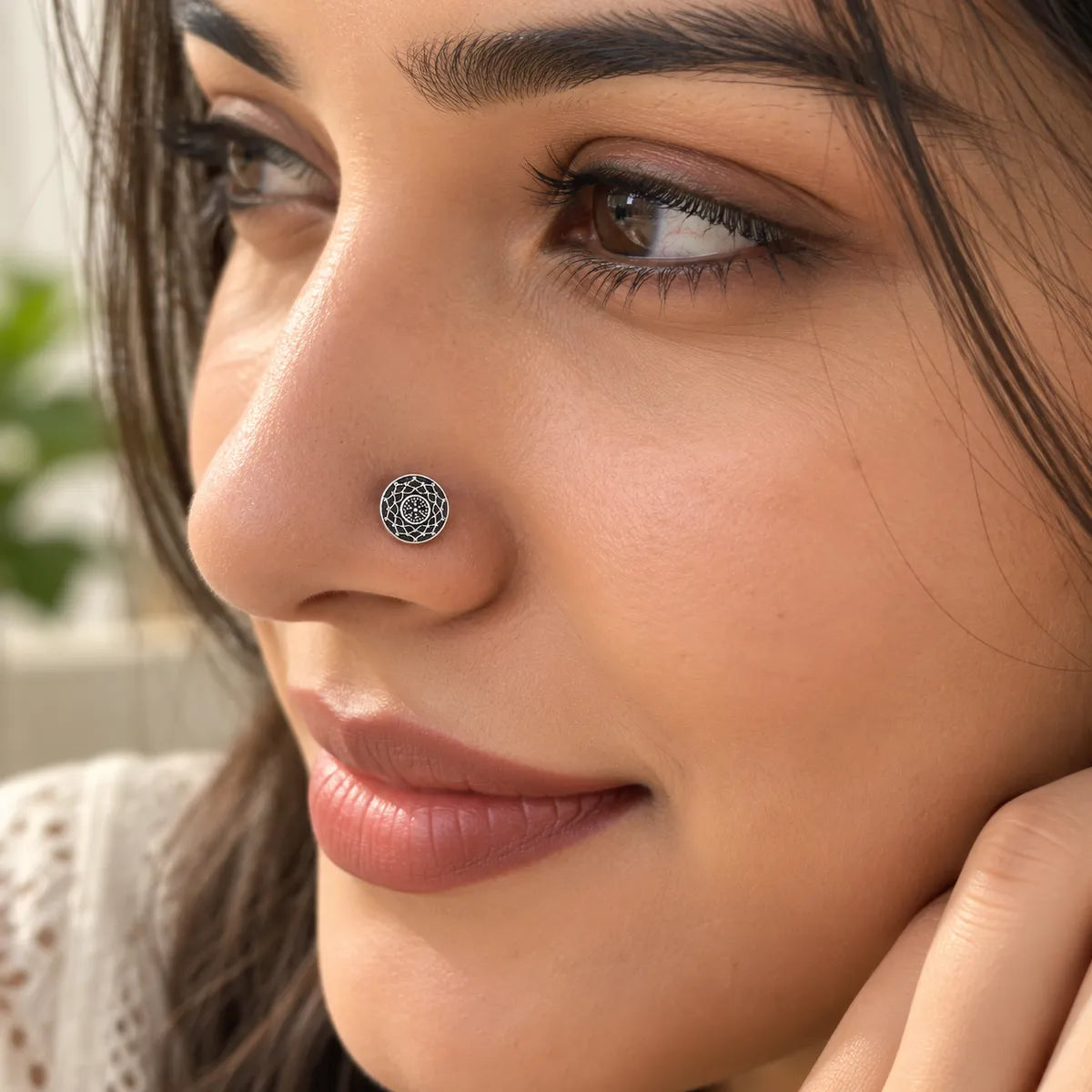 Tivara Antique Mesh Nose Stud - Made with 925 Silver