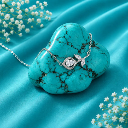 Crystal Rose Bud Necklace - made with 925 Silver