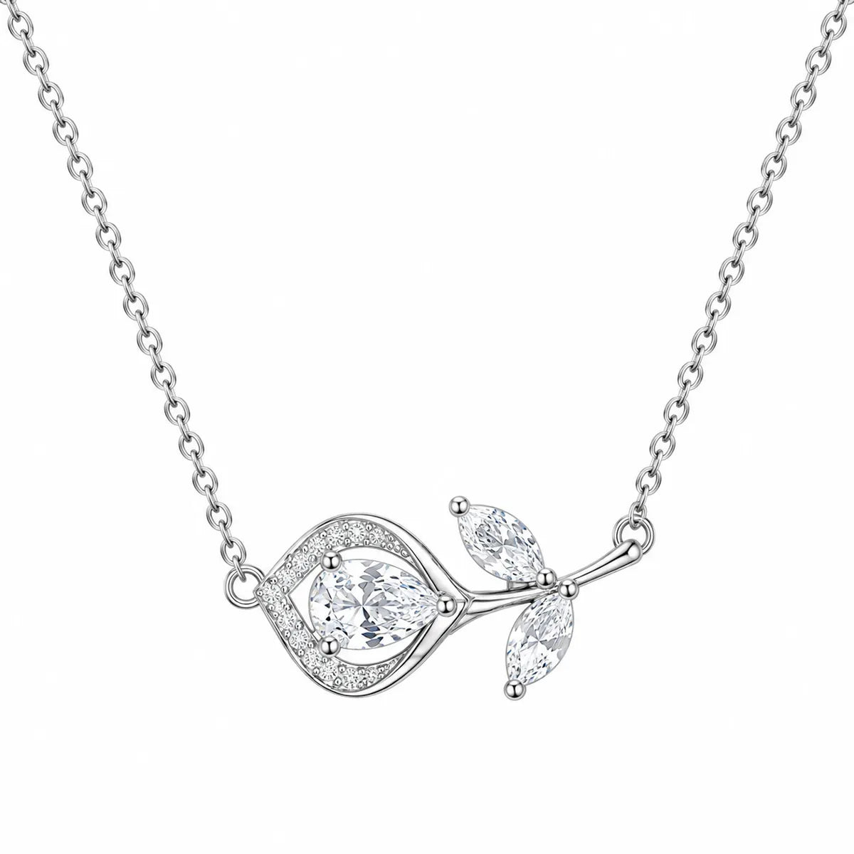Crystal Rose Bud Necklace - made with 925 Silver