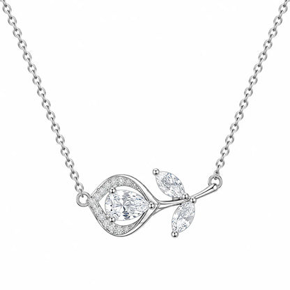Crystal Rose Bud Necklace - made with 925 Silver