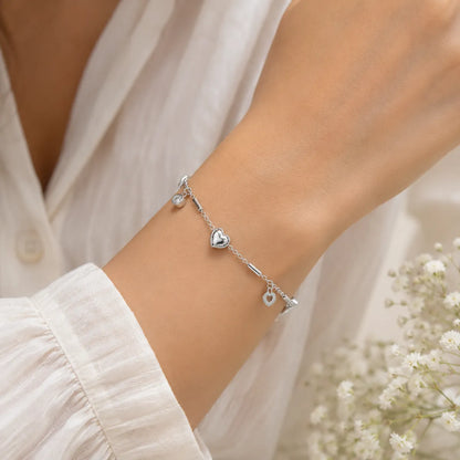 Sweetheart Bar & Disc Charm Bracelet - made with 925 Silver