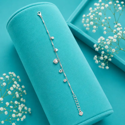 Sweetheart Bar & Disc Charm Bracelet - made with 925 Silver