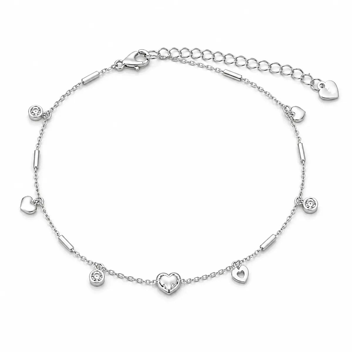 Sweetheart Bar & Disc Charm Bracelet - made with 925 Silver