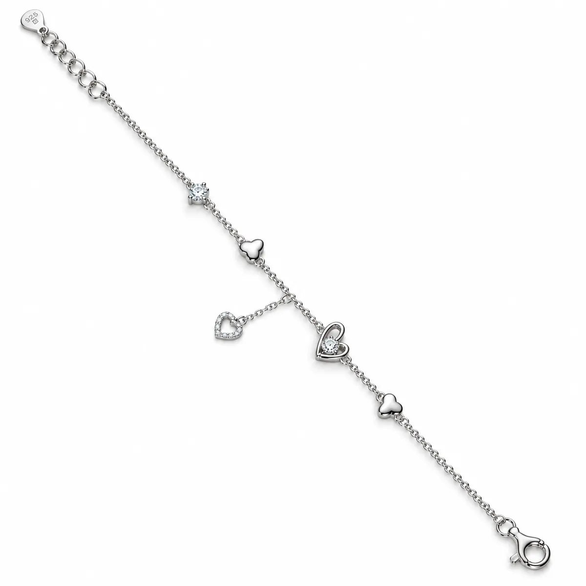 Queen of Hearts Dangle Bracelet - made with 925 Silver