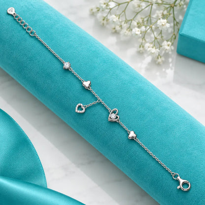 Queen of Hearts Dangle Bracelet - made with 925 Silver