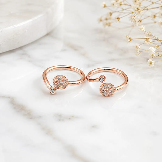 Celestial Circle Open Toe Ring - Rose gold - Made with 925 Silver