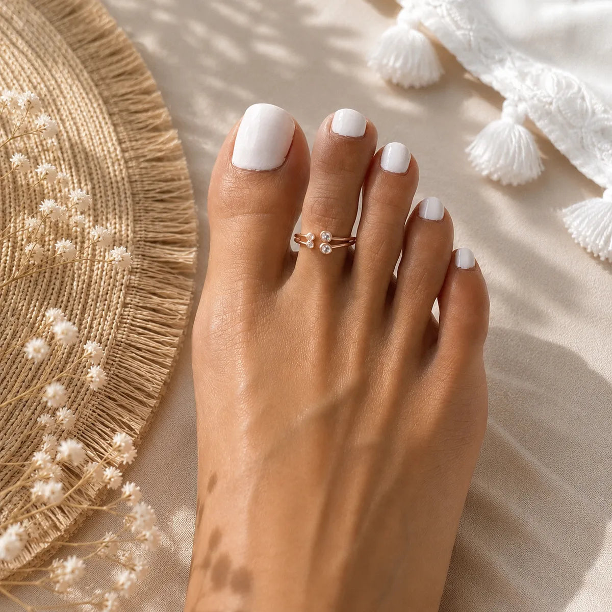 Triple Circle Sparkle Toe Ring - Rose gold - Made with 925 Silver