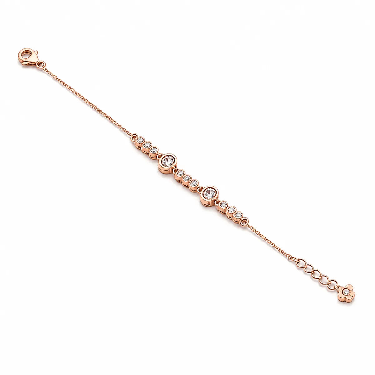 Cascading Horizon Crystal Bracelet - Rose Gold - made with 925 Silver