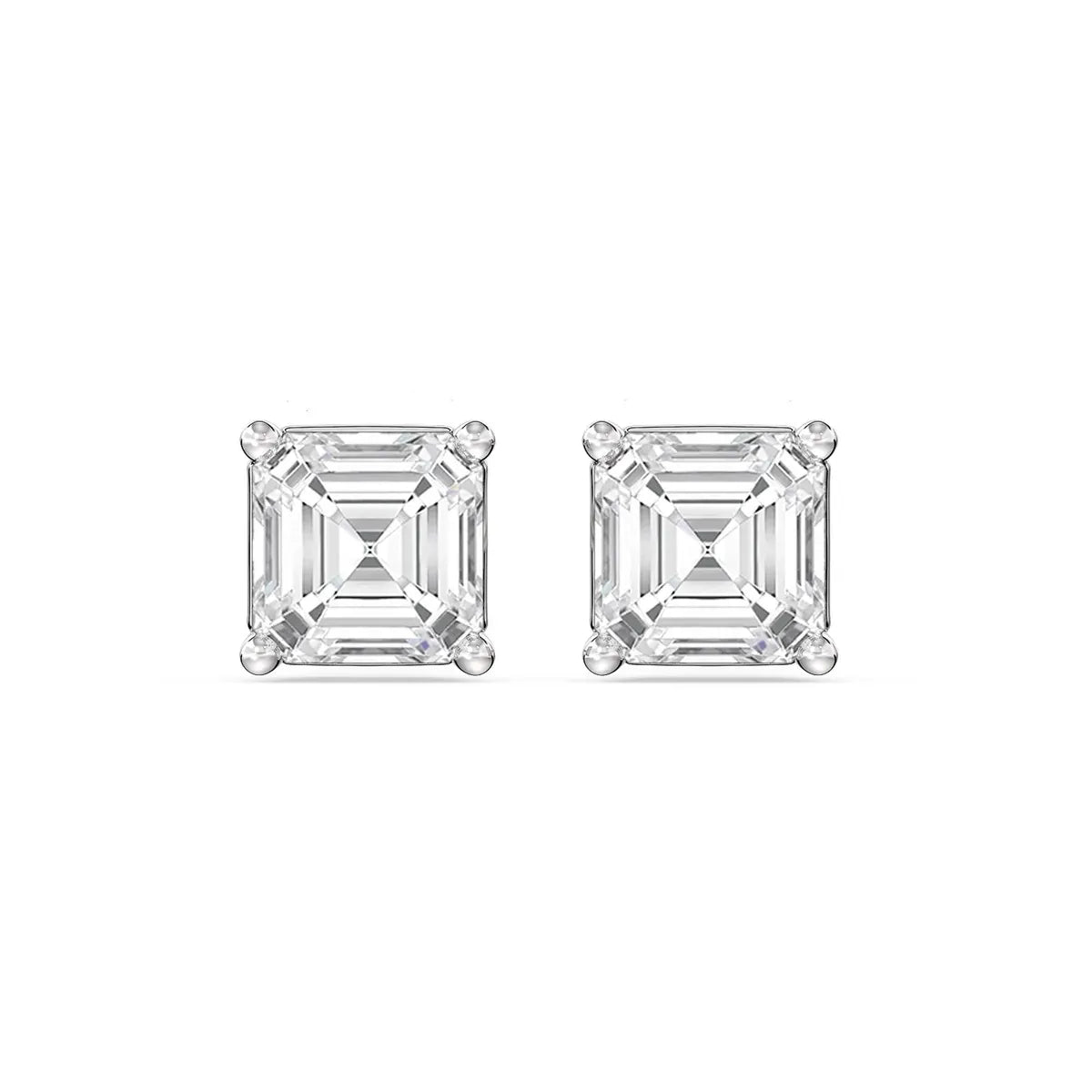 Tivara Asscher Cut Solitaire Stud  - Made with 925 Silver