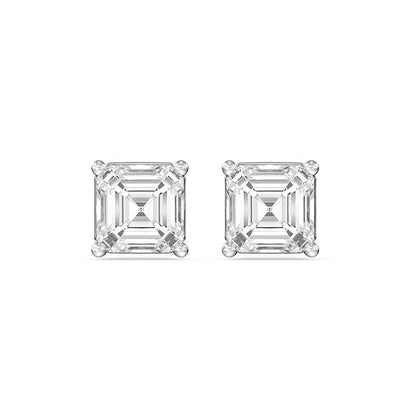 Tivara Asscher Cut Solitaire Stud  - Made with 925 Silver
